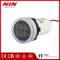 Nin Ad101-22vam 22mm Round LED Indicator Voltmeter Ammeter Digital Display Ampere-Voltage Meter Indicator Pilot Lamp