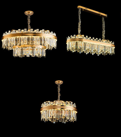 Creative personality restaurant rectangular k9 crystal chandelier LED lamps#0051 