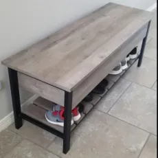 Nova 48" Open-Top Storage Bench with Shoe Shelf in Gray Wash