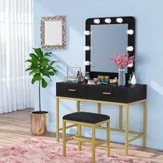 Nova Wholesale Luxury Large Wooden Modern Dressing Table with Stool