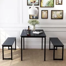 Nova Contemporary MDF Dining Table with Black Iron Legs, Dining Table Set