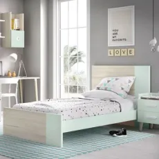 Nova 21etad001 Pink Blue & Wood Grain Kids Single Beds