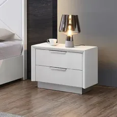 Nova MDF White Bedroom Bedside Table Stand with 2 Drawers Table for Bedroom / Living Room / Hall / Office