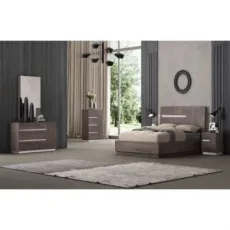 Nova Paper Lacquer Unti-Symmetry Brown Bedroom Furniture Sets