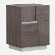 Nova Chestnut Grey High-Gloss Lacquer Finish Storage Night Stand with 2 Smooth-Operating Drawers