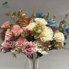 Colorful Silk Artificial Flower Five Heads Carnation Wholesale Artificial Flower for Wedding and Home Decoration