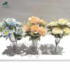 Lotus Peony Silk Bunch Flowers Bouquet Artificial Flower for Wedding/Home Decoration