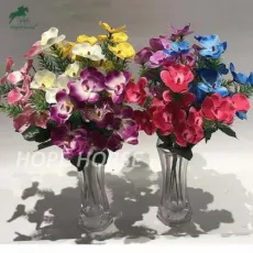 Top Quality Artificial Silk Moth Orchid Bouquet Bunch Flower for Home and Wedding Decoration