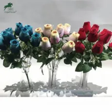 9 Heads Bundle Roses Bridal Bouquets Centerpieces Artificial Flower for Home Decoration