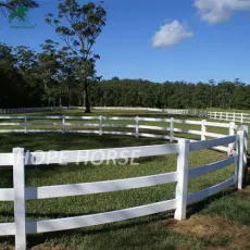 White Color Easily Assembled 3 Rails PVC Horse Fencing