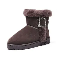 Classics Leather MID-Calf Fur Lined Warm Outdoor Snow Sheepskin Winter Boots for Women