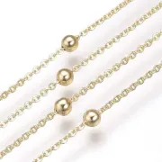 Delicate 18K Gold Plated 316L Stainless Steel Not Allergic Beaded Chain Necklace Body Jewellery for Clothes Bra Accessories