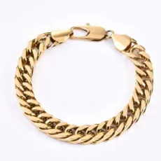 New Design High Quality Stainless Steel 14K Gold Plated Fashion Jewelry Men′s Hip Cuban Miami Bracelet