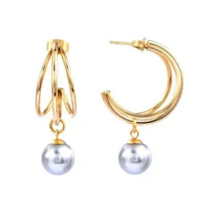 Stainless Steel Earrings Fashion Pearl Earring Gold Plated Lady Gift Jewellery Non-Rust