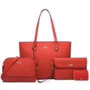 Dongguan Factory PU Fashion Designer 4 Pieces/Suit Wholesale Lady Handbag, PU Leather Tote Bag for Women
