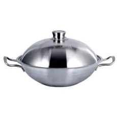 Eco-Friendly Durable 36cm 304 Stainless Steel Big Woks Non Stick Wok for Hotel Restaurant Cookware Sets