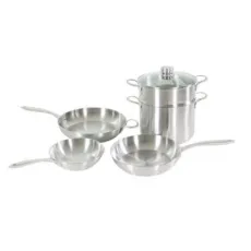 Hot Pot Casserole Sets German Cooking Casserole Cookware Set Stainless Steel Fry Pan and Steaming Pot Set