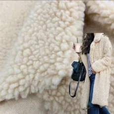 100% Polyester Lamb Embossed Sherpa Faux Fur Fabric with Suede Bonding Fabric for Coat