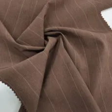 High Quality Eco Friendly Light Brown /Dark Brown Polyester Spandex Stripe Snow Pear Spinning Fabric for Shirt