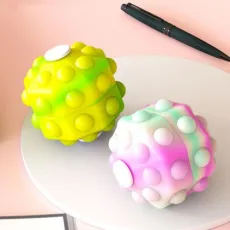 2022 Popular 3D BPA Free Silicone Anxiety Stress Relief Push Bubble Pops Sensory Rainbow Mini Stress Ball Fidget Toy