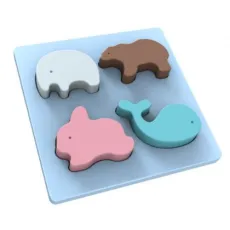 Free Sample OEM ODM Silicone Stacking Toy Geometry Animal Teether Silicone Stacker Toy Baby Silicone Teething Toys