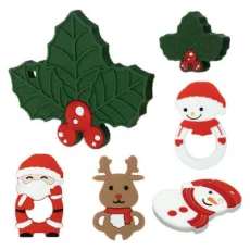 Free Sample 2021 Colorful BPA Free Christmas Baby Teething Chew Toys New Food Grade Silicone Teethers