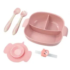 Hot Unbreakable BPA Free Silicone Safe Food Tableware Charger Dish Bowl Kids Plastic Plate Set for Kids