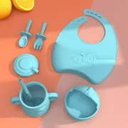 Snail Divided Silicone Bowls Cups Bibs Baby Dinnerware Feeding Set