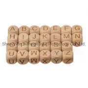 Wholesale 12mm Beech Wooden Letter Bead Teething Baby Wooden Beads