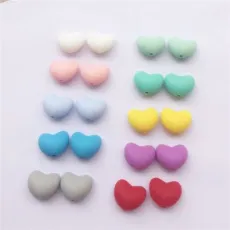 Silicone Heart Teether Beads Food Grade DIY Silicone Baby Pacifier Teething Charm Jewelry Toy Making Beads