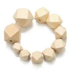 High Quality Natural Wood Bead with Hole Wooden Hexagon Beads Wood