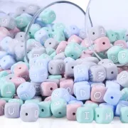 12mm Colorful Letter Bead Baby Teether Silicone Teething Bead Food Grade Silicone English Letter Beads