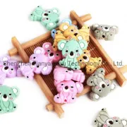 Silicone Beads Mini Koala Food Grade Baby Teething Nursing Necklace Silicone Teether Beads DIY Pacifier Chain Gift