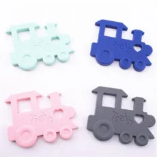 Silicone Train Teeher Cartoon Baby Teething Toys BPA Free Pendant Necklace Food Grade Silicone Beads Nursing Jewelry