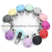 Round Shaped Pacifier Clip Silicone Bead Baby Teether Accessories Pacifier Holder Clips