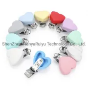 Heart Shaped Pacifier Clip Silicone Bead Baby Teether Accessories Pacifier Holder Clips