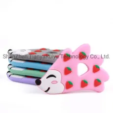 Cartoon Hedgehog Strawberry Teether Silicone Baby Teething Toys for Boy Girl Christmas Gift BPA Free Rodent Childen′s Goods