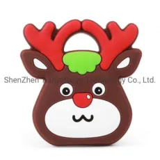 Christmas Deer Head Silicone Teether BPA Free Silicone Pendant for DIY Pacifier Clip Chain Christmas Gift Baby Teething Toys
