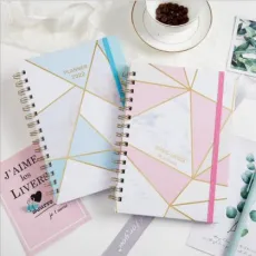 Custom Printing Rose Gold Foil Spiral Organizer Hardcover Journal Diary Notebook Wedding Planner