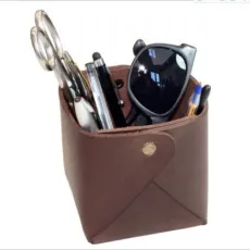Fancy Customized Colors Office School Leather Desk Organizer Pen Holder as Home Decor